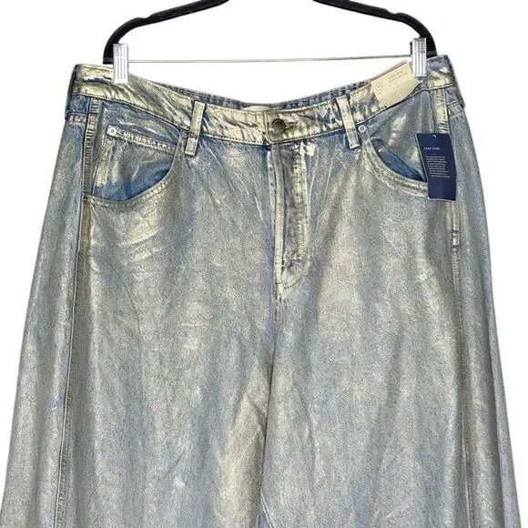 Universal Thread NWT high rise curved leg jeans with shiny silver sheen size 17 - Picture 7 of 13